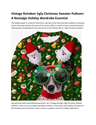 Vintage Reindeer Ugly Christmas Sweater Pullover A Nostalgic