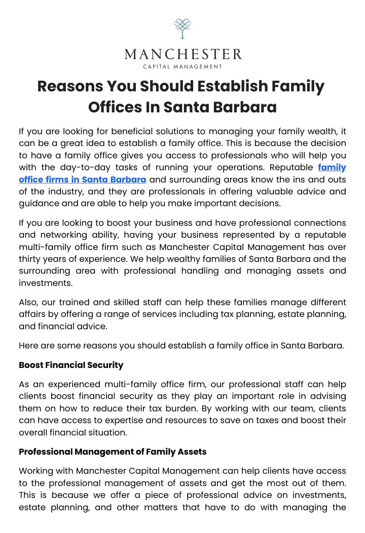reasons you should establish family offices