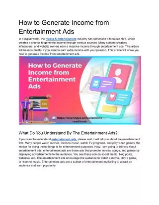 How to Generate Income from Entertainment Ads