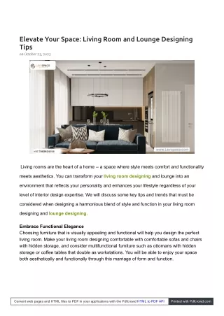 Designed with Livspaceuide, an online design service for living rooms and lounge