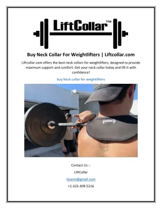 Buy Neck Collar For Weightlifters  Liftcollar.com