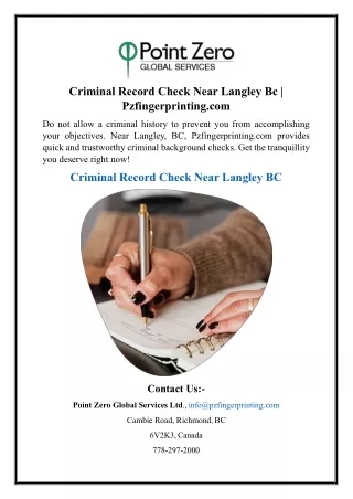 Criminal Record Check Near Langley Bc - Pzfingerprinting