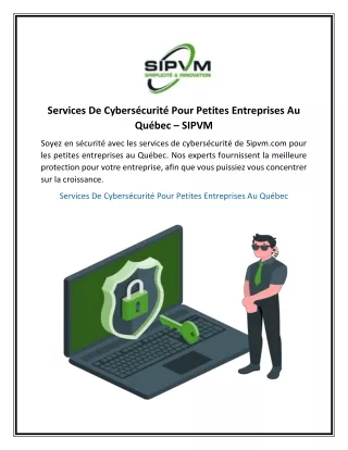 Services De Cybersécurité Pour Petites Entreprises Au Québec - SIPVM