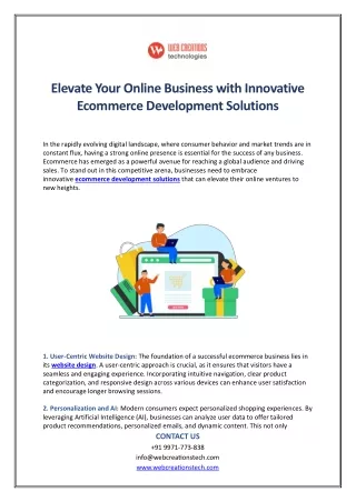 Elevate Your Online Business with Innovative Ecommerce Development Solutions