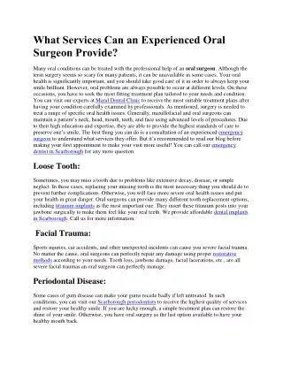 What Services Can an Experienced Oral Surgeon Provide