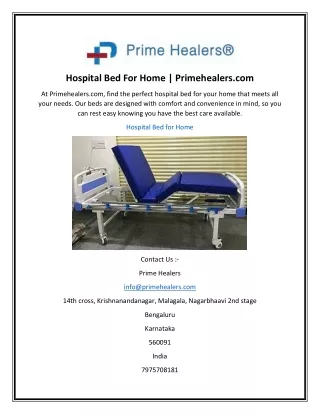 Hospital Bed For Home  Primehealers.com