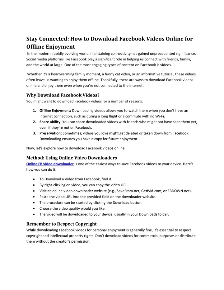 stay connected how to download facebook videos