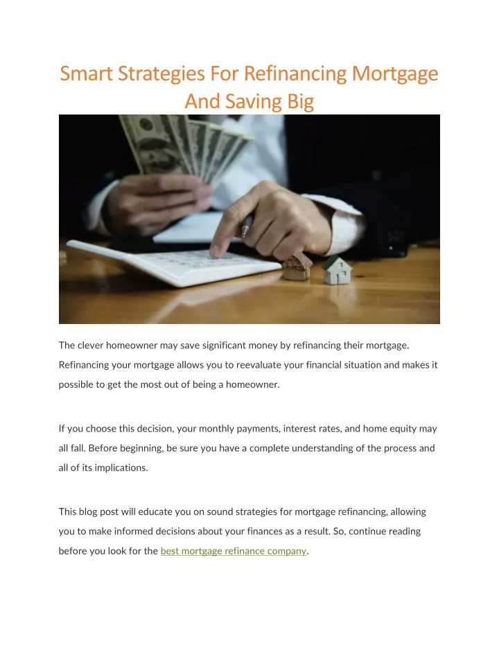 smart strategies for refinancing mortgage