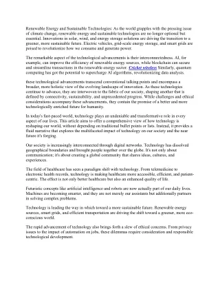 renewable energy and sustainable technologies