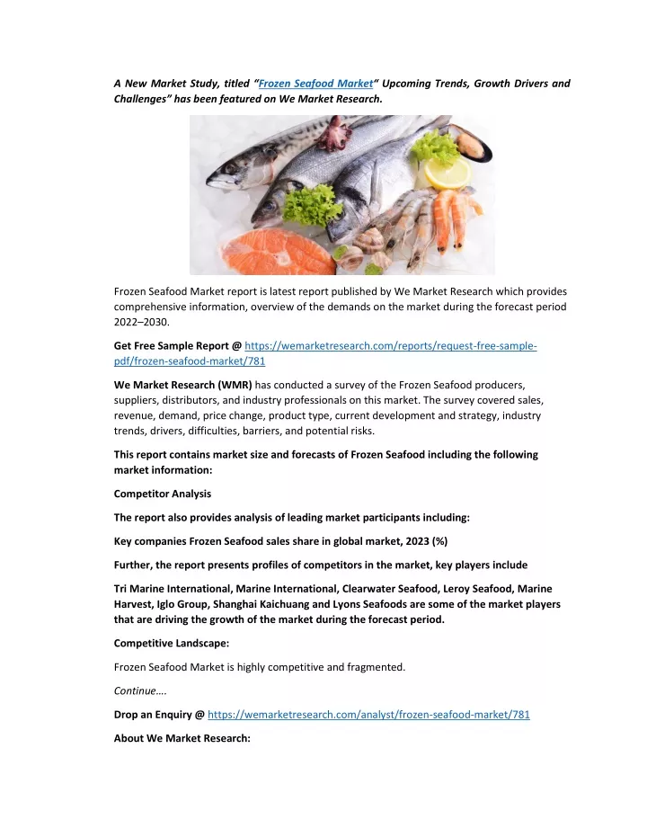 a new market study titled frozen seafood market