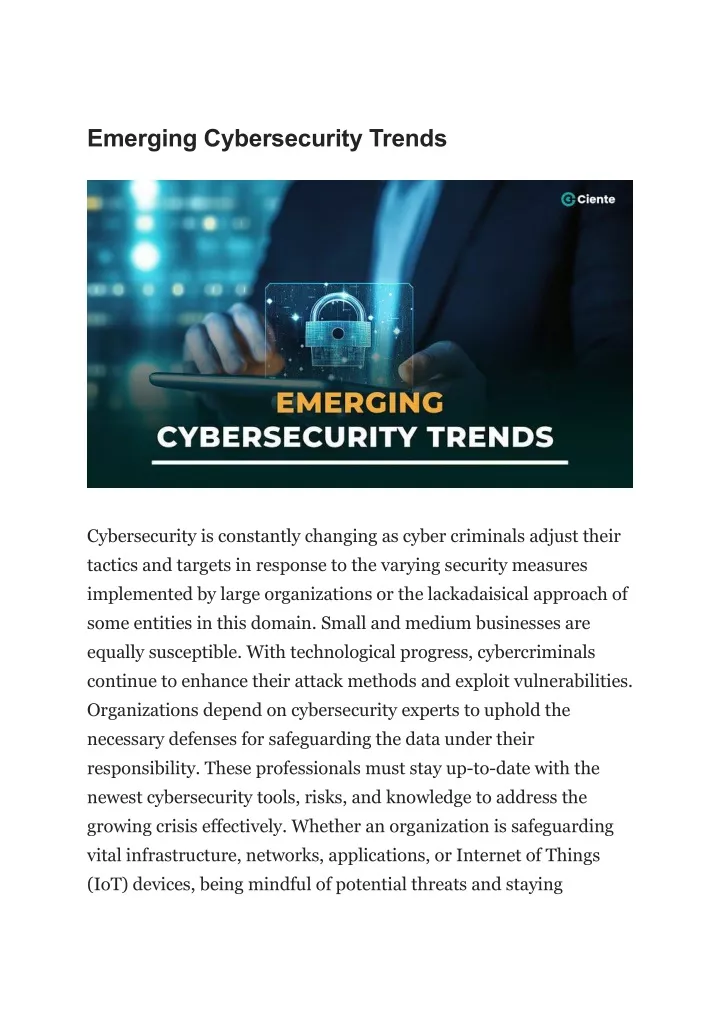 emerging cybersecurity trends