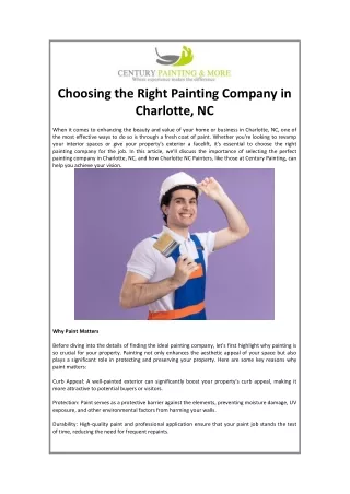 Choosing the Right Painting Company in Charlotte, NC