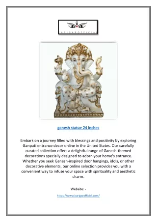 Start Your Journey with Blessings by Ganpati Entrance Decor Online in US.