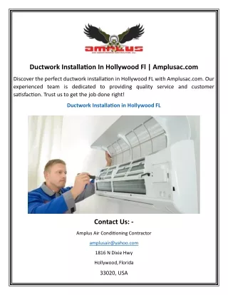 Ductwork Installation In Hollywood Fl