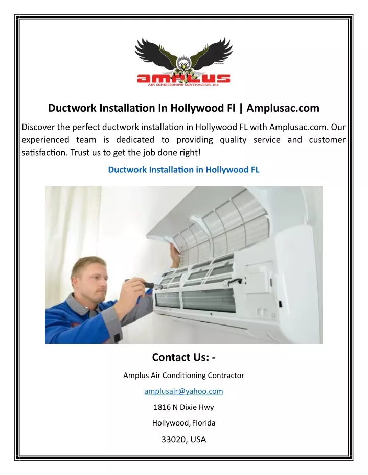 ductwork installation in hollywood fl amplusac com