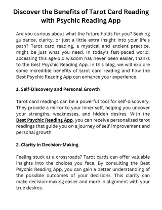 Discover the Benefits of Tarot Card Reading with Psychic Reading App