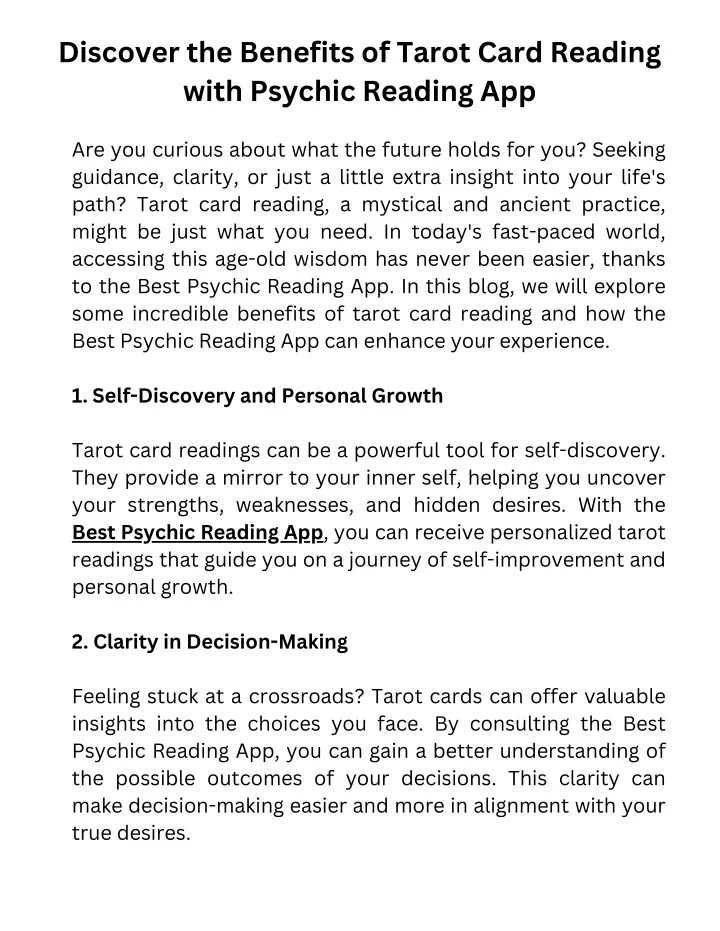 discover the benefits of tarot card reading with