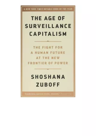 PDF read online The Age Of Surveillance Capitalism The Fight For A Human Future