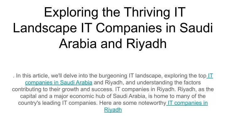 exploring the thriving it landscape it companies