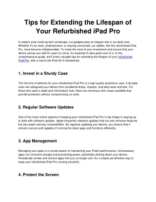 Tips for Extending the Lifespan of Your Refurbished iPad Pro