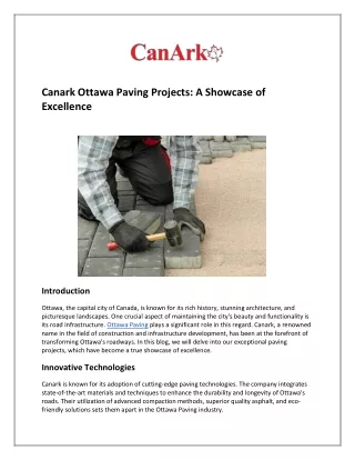 Canark Ottawa Paving Projects: A Showcase of Excellence