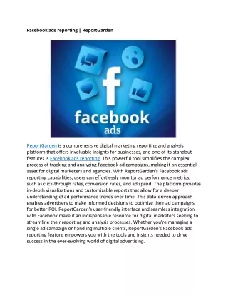 facebook ads reporting reportgarden