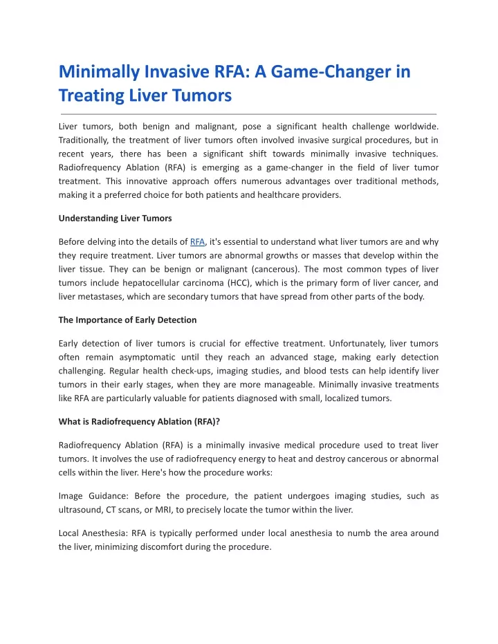 minimally invasive rfa a game changer in treating