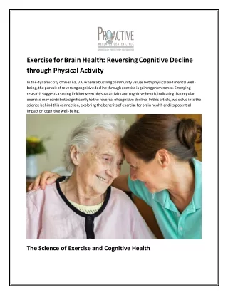 Exercise for Brain Health Reversing Cognitive Decline through Physical Activity