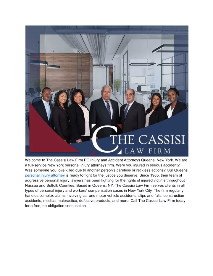 welcome to the cassisi law firm pc injury