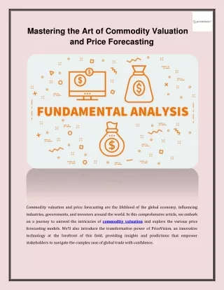 mastering the art of commodity valuation