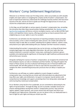workers comp settlement negotiations workers comp