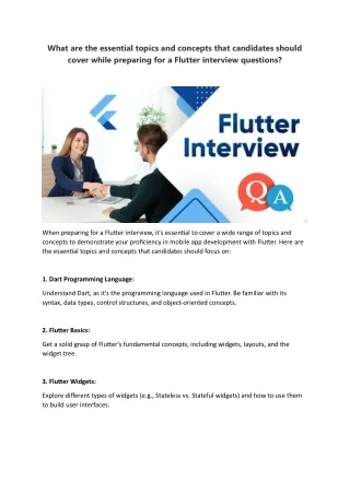 What are the essential topics and concepts that candidates should cover while preparing for a Flutter interview question