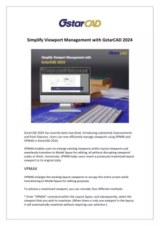 Simplify Viewport Management with GstarCAD 2024