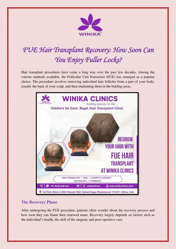 fue hair transplant recovery how soon