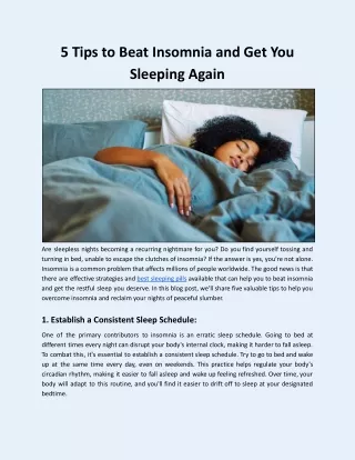 5 Tips to Beat Insomnia and Get You Sleeping Again