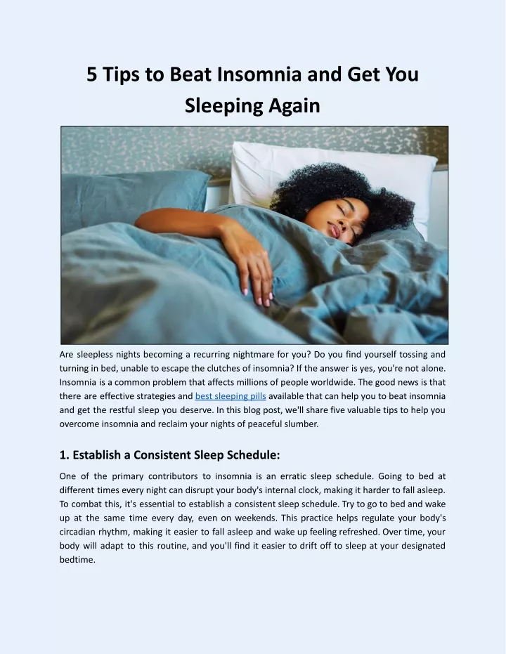 5 tips to beat insomnia and get you sleeping again