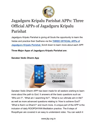 Jagadguru Kripalu Parishat APPs_ Three Official APPs of Jagadguru Kripalu Parishat