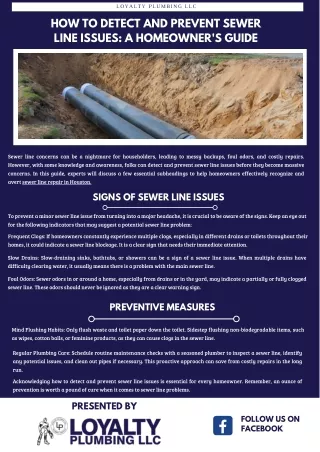 How to Detect and Prevent Sewer Line Issues