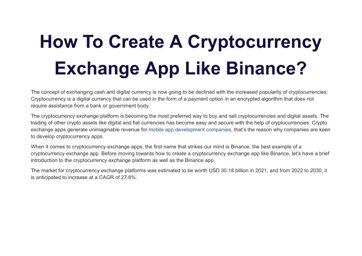 how to create a cryptocurrency exchange app like