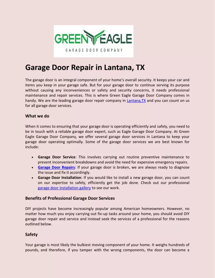 garage door repair in lantana tx