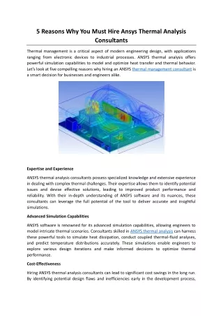 5 Reasons Why You Must Hire Ansys Thermal Analysis Consultants