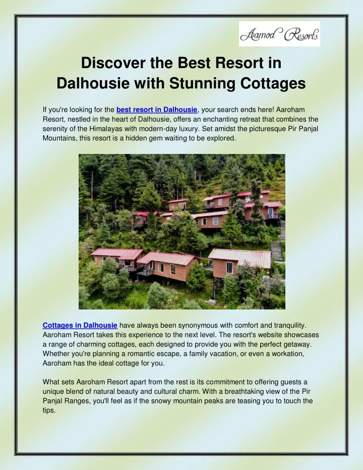 discover the best resort in dalhousie with
