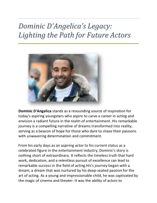 Dominic D'Angelica's Legacy: Lighting the Path for Future Actors