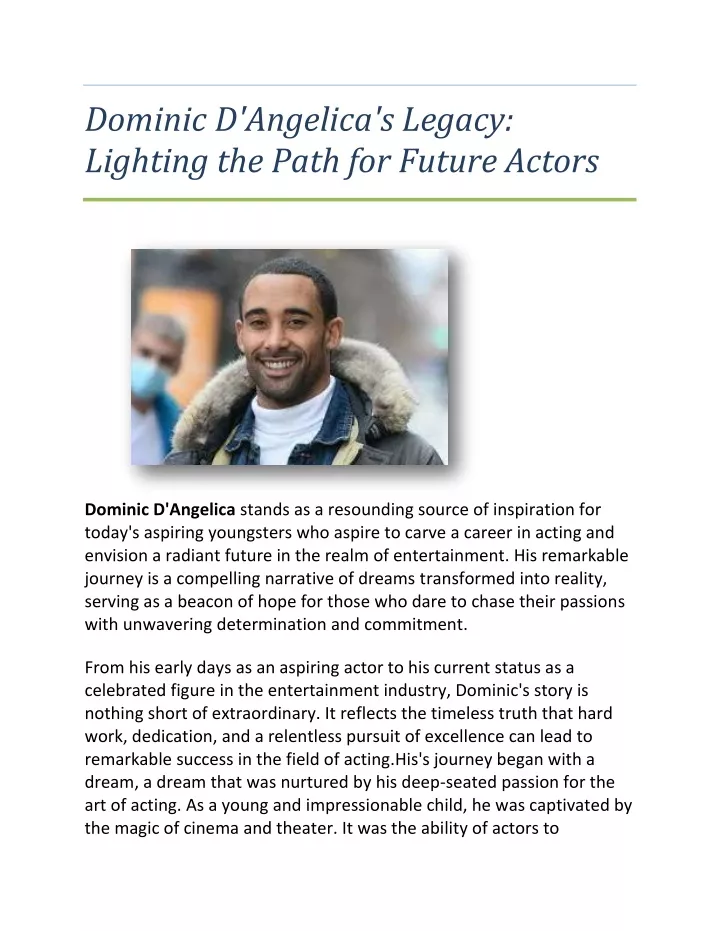 dominic d angelica s legacy lighting the path