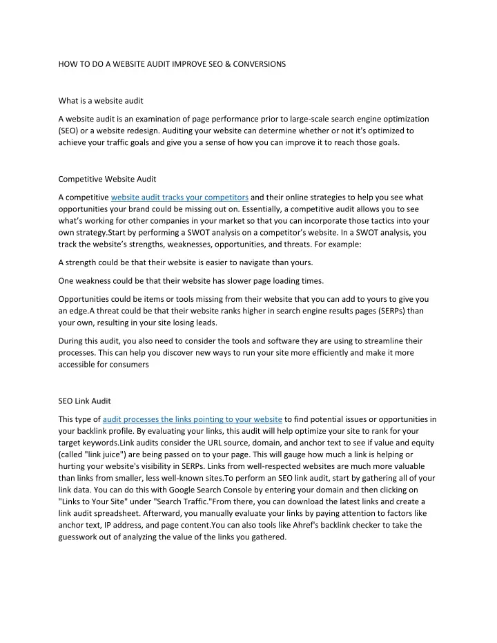 how to do a website audit improve seo conversions