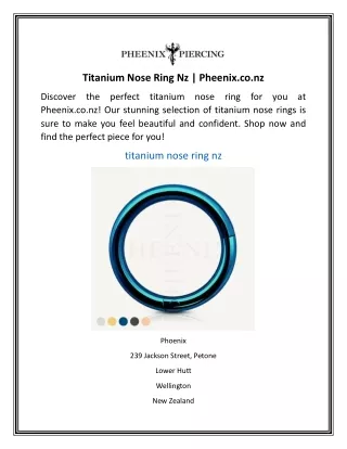 Titanium Nose Ring Nz Pheenix.co.nz