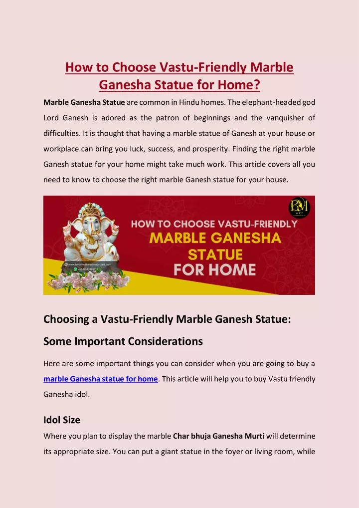 how to choose vastu friendly marble ganesha