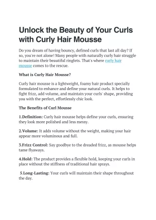 curly hair mousse