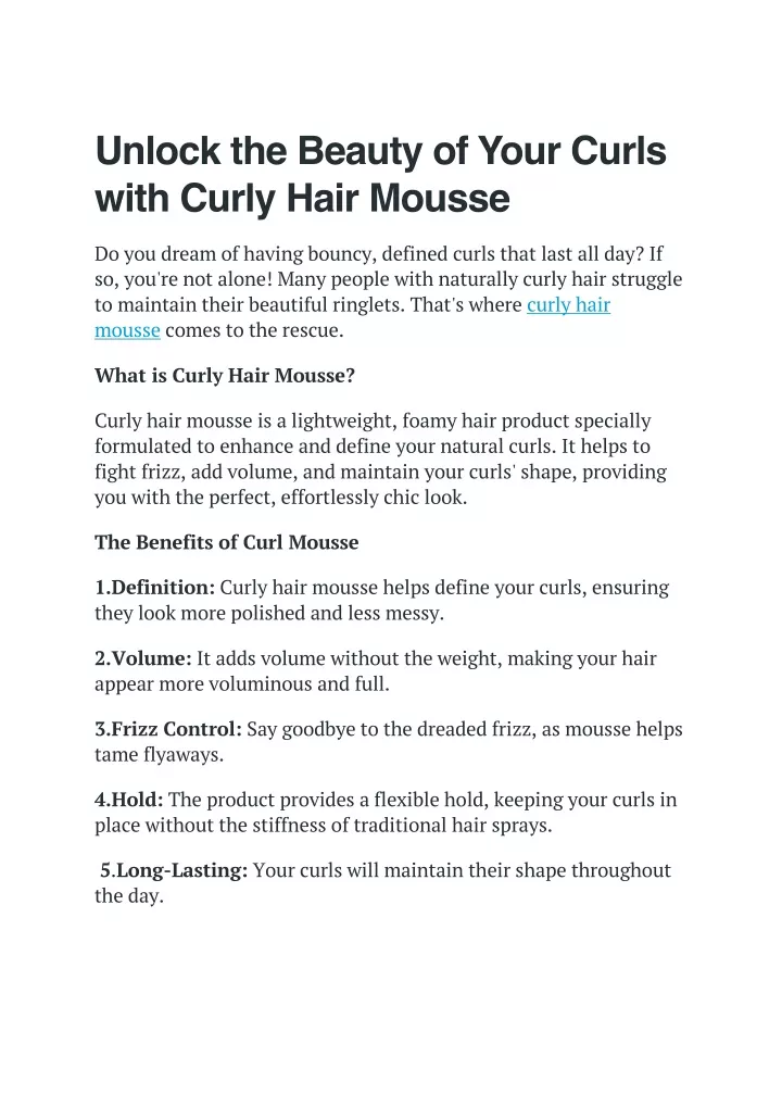 unlock the beauty of your curls with curly hair
