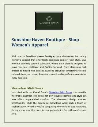 Sunshine Haven Boutique - Shop Women's Apparel